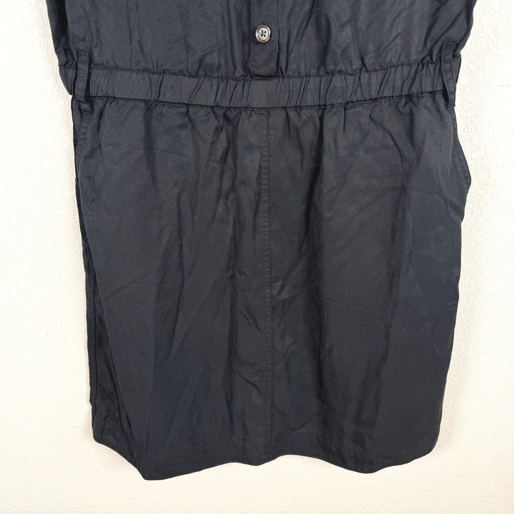 Banana Republic Utility Dress Womens M Black Tencel Button Front Cuffed Sleeve - Picture 4 of 9